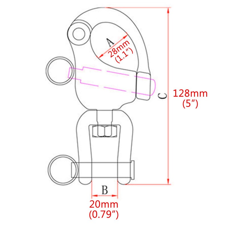 NRC&XRC Pair 5IN(128mm) Jaw Swivel Snap Shackle 316 Stainless Steel for Sailboat Spinnaker Halyard &Diving - Image 2